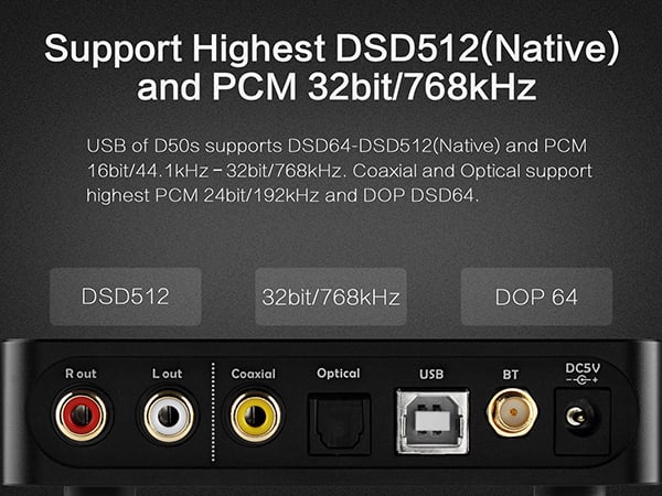 TOPPING D50s Multi-input USB-DAC ตั้งโต้ะระดับ Hi-Res รองรับ Bluetooth 5.0 LDAC 32bit 768kHz DSD512