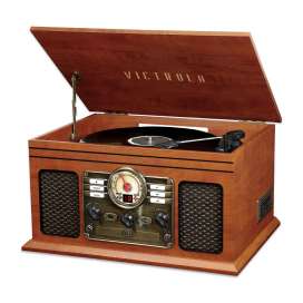 Victrola Classic เครื่องเล่นแผ่นเสียง Bluetooth แบบ 7-in-1 รองรับการสตรีมเพลงแบบไร้สาย