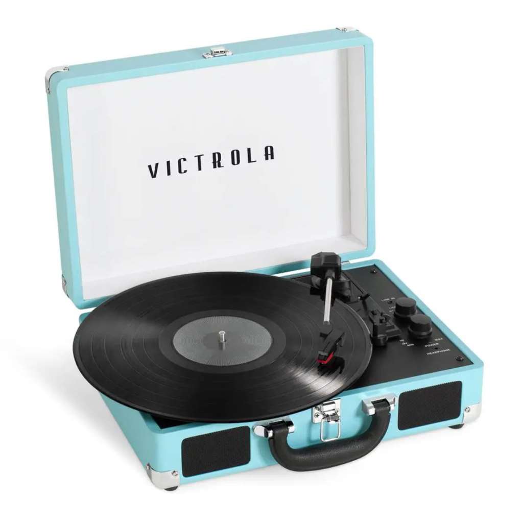 Victrola Journey Plus เครื่องเล่นแผ่นเสียงแบบกระเป๋าเดินทาง รองรับสตรีมไร้สาย Bluetooth