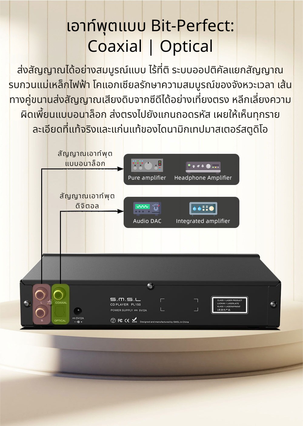 S.M.S.L. PL150 เครื่องเล่น CD ออดิโอไฟล์ ชิป DAC CS43198 ไดรฟ์ซีดี Philips